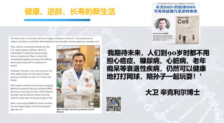 Dr. Sinclair 亲自解释补充 NMN 能够帮助新冠患者身体里的NAD+的含量恢复到年轻的水平
