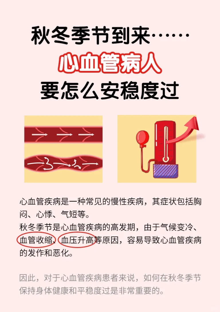 今日科普：为什么秋冬是心脑血管危险期？